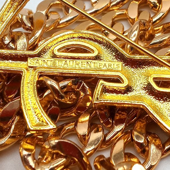 Yves Saint Laurent Red Leather Clutch Shoulder Bag YSL Pin Purse Gold-to… - Picture 4 of 13